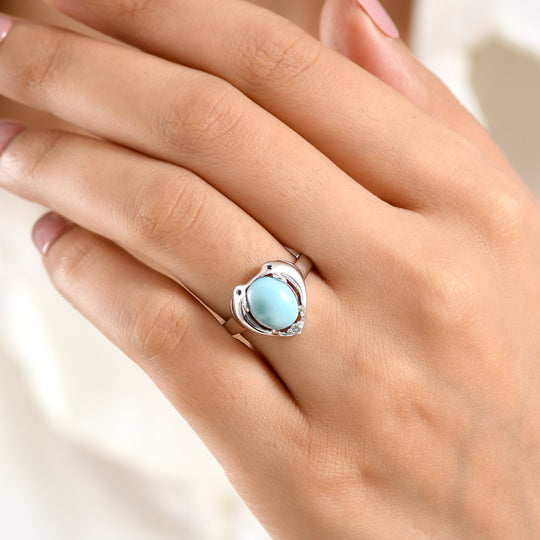 D'Joy Larimar, Weißer Zirkon Ring 925 Silber Rhodiniert (Größe 21.00) ca. 3,22 ct
