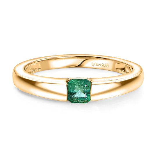 D'Joy AAA Kagem Sambischer Smaragd Ring 925 Silber 750 Vergoldet (Größe 18.00) ca. 0.32 ct