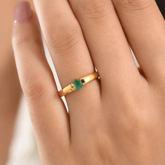D'Joy AAA Kagem Sambischer Smaragd Ring 925 Silber 750 Vergoldet (Größe 18.00) ca. 0.28 ct