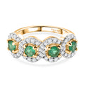 D'Joy Kagem Sambischer Smaragd, Weißer Zirkon Ring 925 Silber 750 Gelbgold vermeil (Größe 17.00) ca. 1.34 ct
