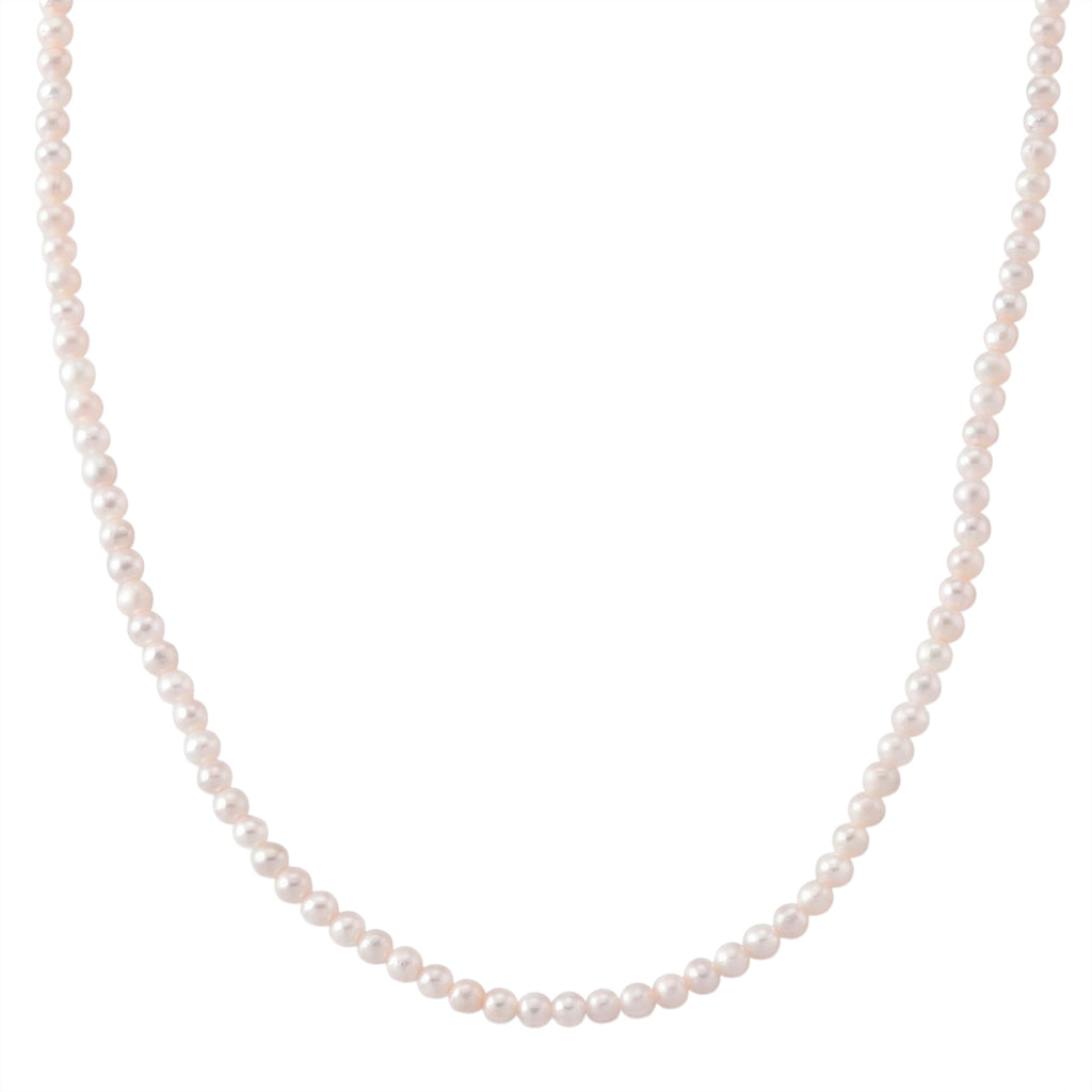 Weiße Süßwasser Perle (3-5 mm) Halskette, ca. 45 cm + 5 cm Extender, 316L Edelstahl