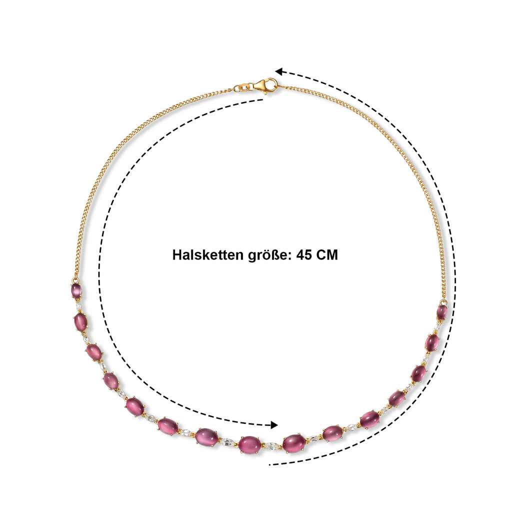 D'Joy Flamingo Mondstein Halskette ca. 45 cm 925 Silber 750 Gelbgold vermeil ca. 18,90 ct.