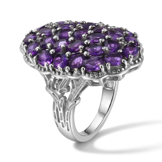 EverTrue afrikanischer Amethyst und Zirkon Cluster Cocktail Ring, Bronze mit Platin E-Bechichtung - 4,64 ct.