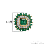 D'Joy AAA Kagem Sambischer Smaragd Ohrringe 925 Silber 750 Gelbgold vermeil ca. 1.76 ct