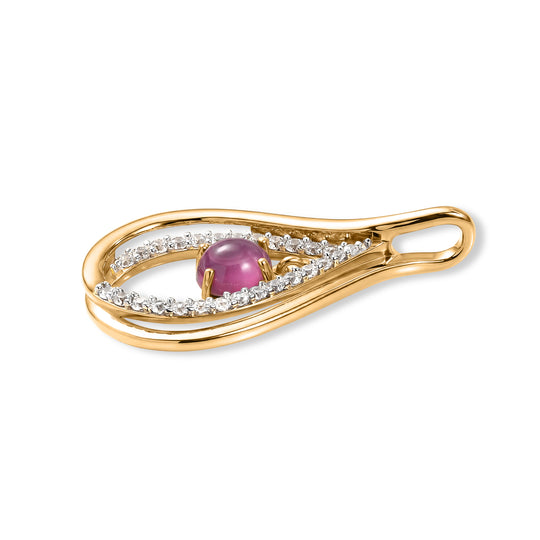 D'Joy Flamingo Mondstein, Weißer Zirkon Anhänger 925 Silber 750 Vergoldet ca. 1.44 ct