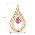 D'Joy Flamingo Mondstein, Weißer Zirkon Anhänger 925 Silber 750 Vergoldet ca. 1.44 ct