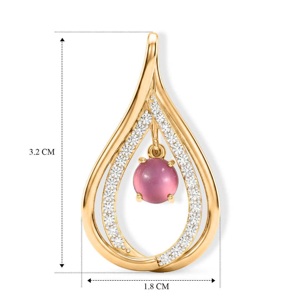 D'Joy Flamingo Mondstein, Weißer Zirkon Anhänger 925 Silber 750 Vergoldet ca. 1.44 ct