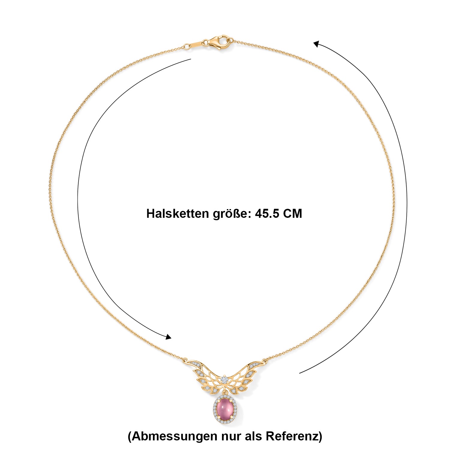 D'Joy Flamingo Mondstein, Weißer Zirkon Halskette ca. 45 cm 925 Silber 750 Gelbgold vermeil ca. 2,50 ct.