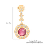 D'Joy Flamingo Mondstein, Weißer Zirkon Ohrringe 925 Silber 750 Vergoldet ca. 3.50 ct