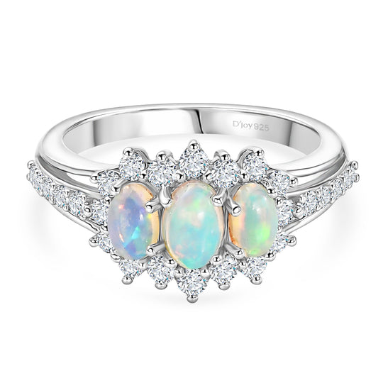 D'Joy AA Natürlicher, äthiopischer Welo Opal Ring 925 Silber Rhodiniert (Größe 18.00) ca. 1,61 ct