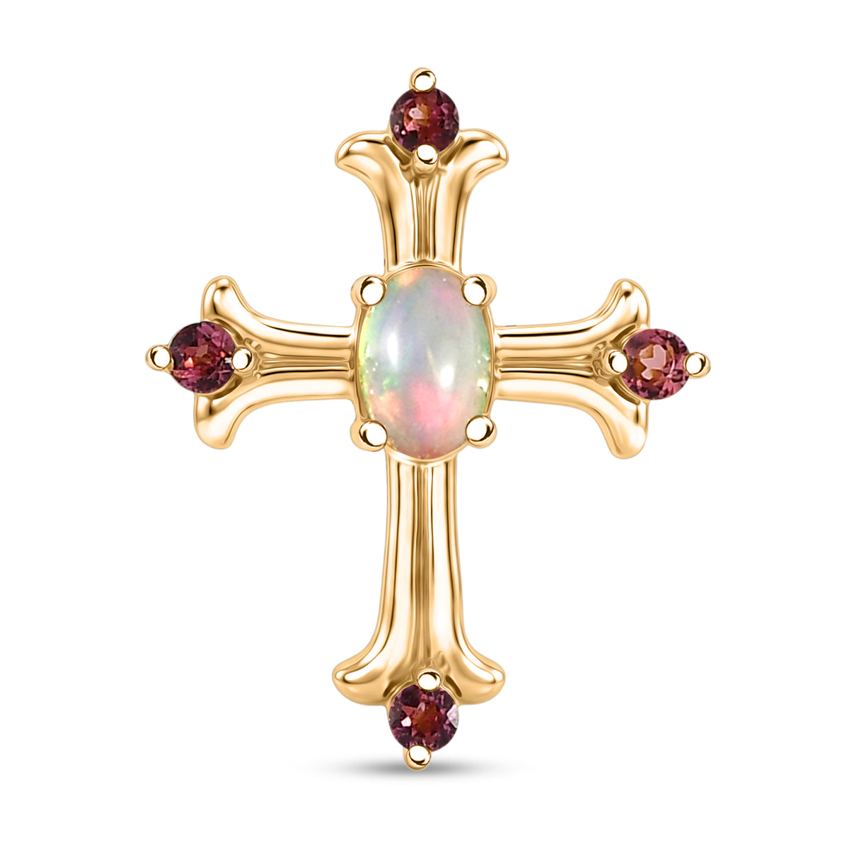 D'Joy AA Natürlicher, äthiopischer Welo Opal, Rosa Turmalin Anhänger 925 Silber 750 Vergoldet ca. 0.38 ct