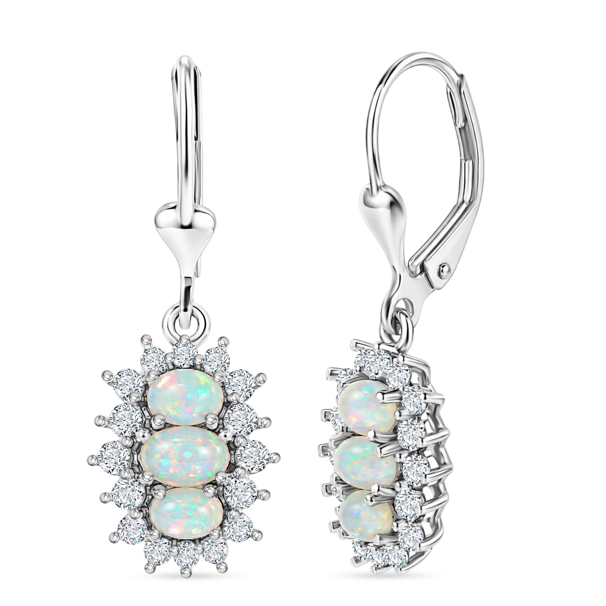 D'Joy AA Natürlicher, äthiopischer Welo Opal Ohrringe 925 Silber Rhodiniert ca. 2.53 ct