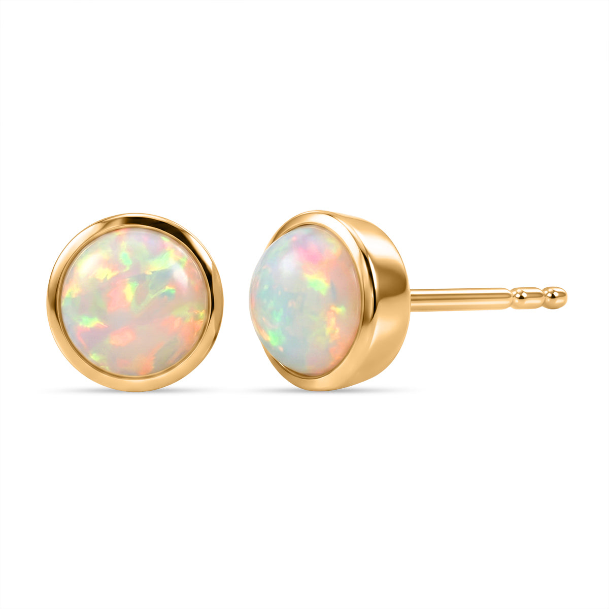 D'Joy AA Natürlicher, äthiopischer Welo Opal Ohrringe 925 Silber Gold ca. 1.31 ct