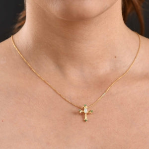 D'Joy AA Natürlicher, äthiopischer Welo Opal, Tsavorite Granat Anhänger 925 Silber 750 Vergoldet ca. 0.30 ct