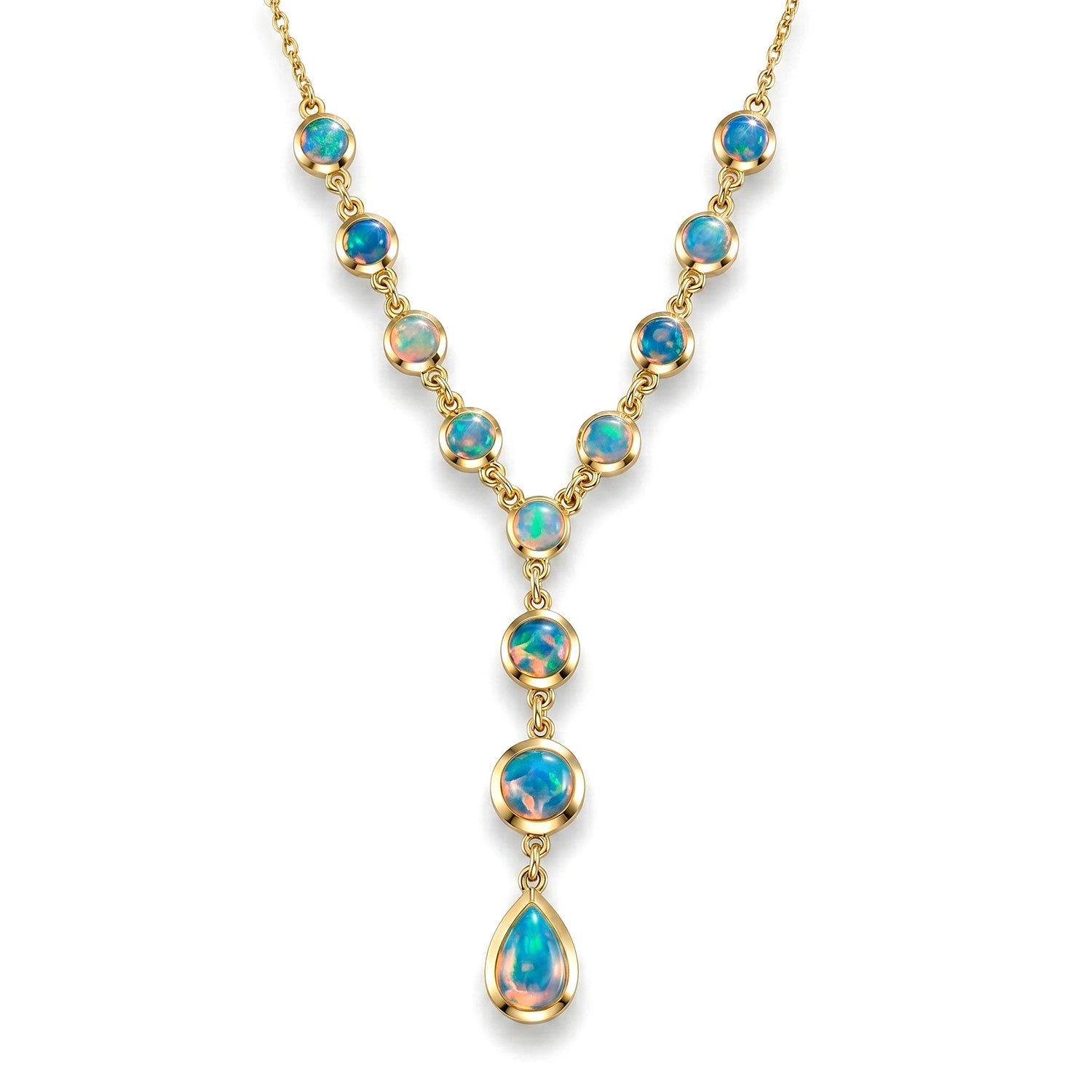 D'Joy AA Natürlicher, äthiopischer Welo Opal Halskette ca. 45 cm 925 Silber 750 Gelbgold vermeil ca. 3.35 ct