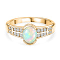 D'Joy AA natürlicher, äthiopischer Welo Opal und Zirkon Ring, 925 Silber 750 vergoldet - 1,21 ct.