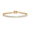 D'Joy AA Natürlicher, äthiopischer Welo Opal, Weißer Zirkon Armband ca. 20 cm 925 Silber 750 Gelbgold vermeil ca. 7,60 ct.
