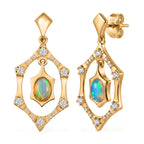 EVER TRUE AA Natürlicher, äthiopischer Welo Opal, Weißer Zirkon Ohrringe Reine Bronze ca. 1.75 ct