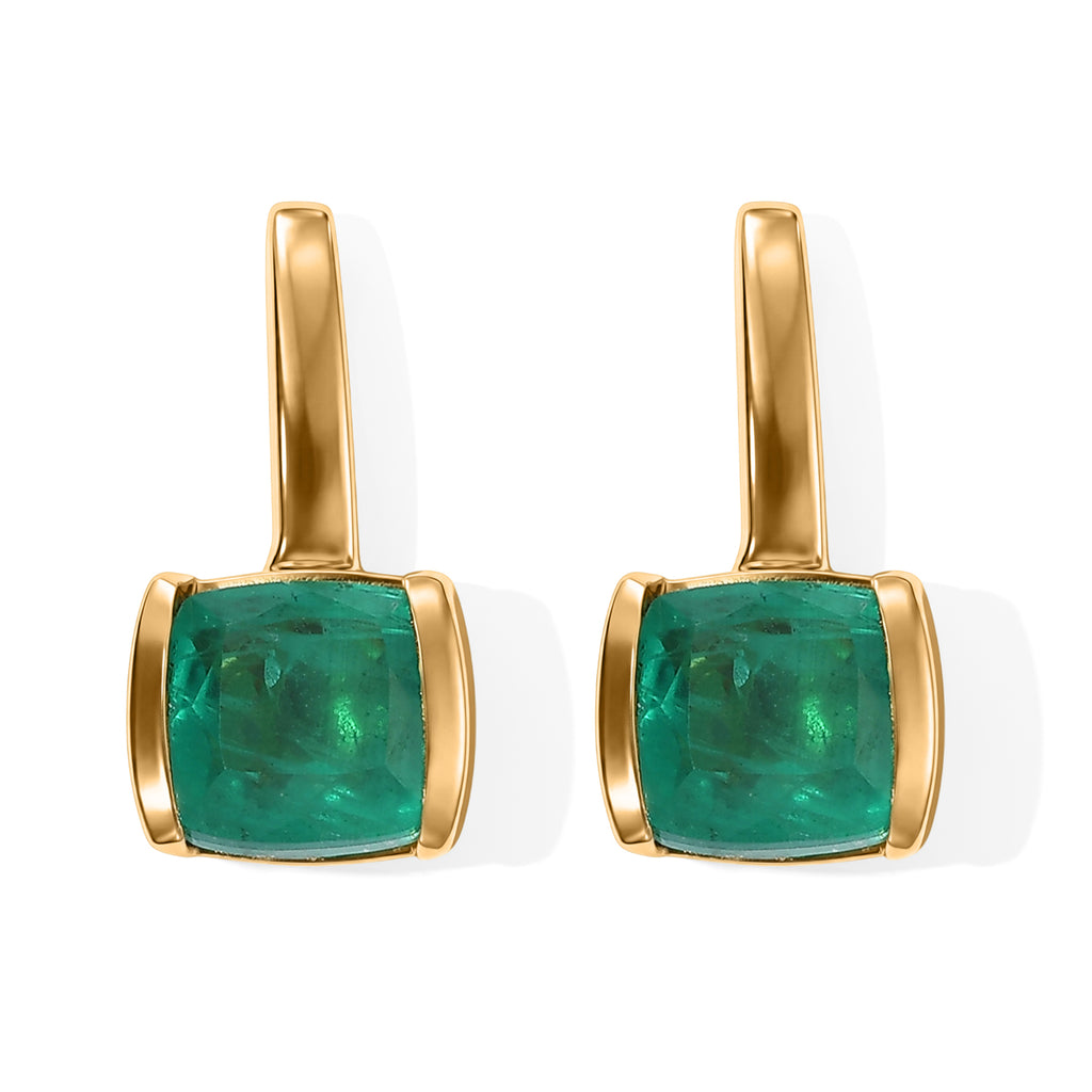 D'Joy Smaragd-Quarz Triplette Ohrringe 925 Silber Gold ca. 3,70 ct.