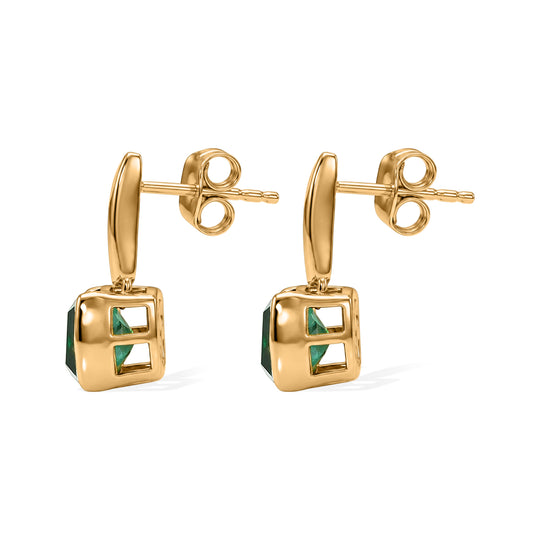 D'Joy Smaragd-Quarz Triplette Ohrringe 925 Silber Gold ca. 3,70 ct.