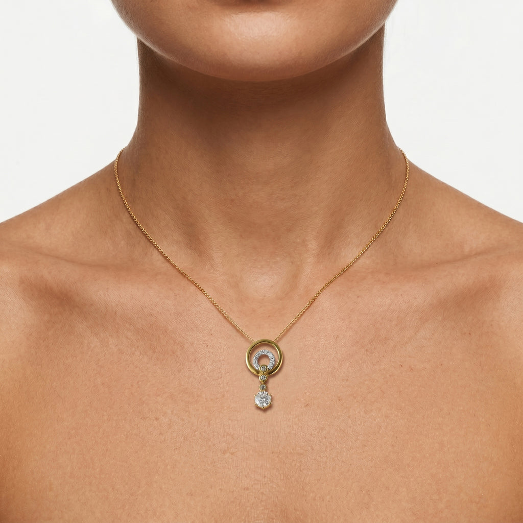 D'Joy Moissanit Anhänger 925 Silber Gold ca. 1,04 ct.