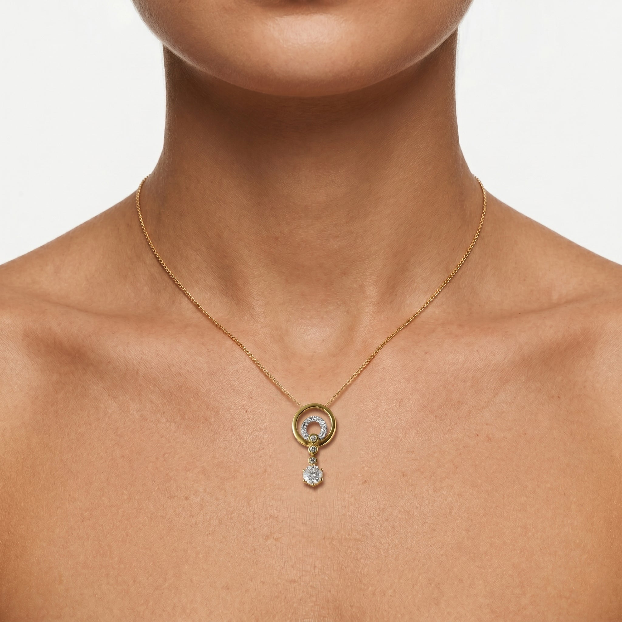 D'Joy Moissanit Anhänger 925 Silber Gold ca. 1,04 ct.
