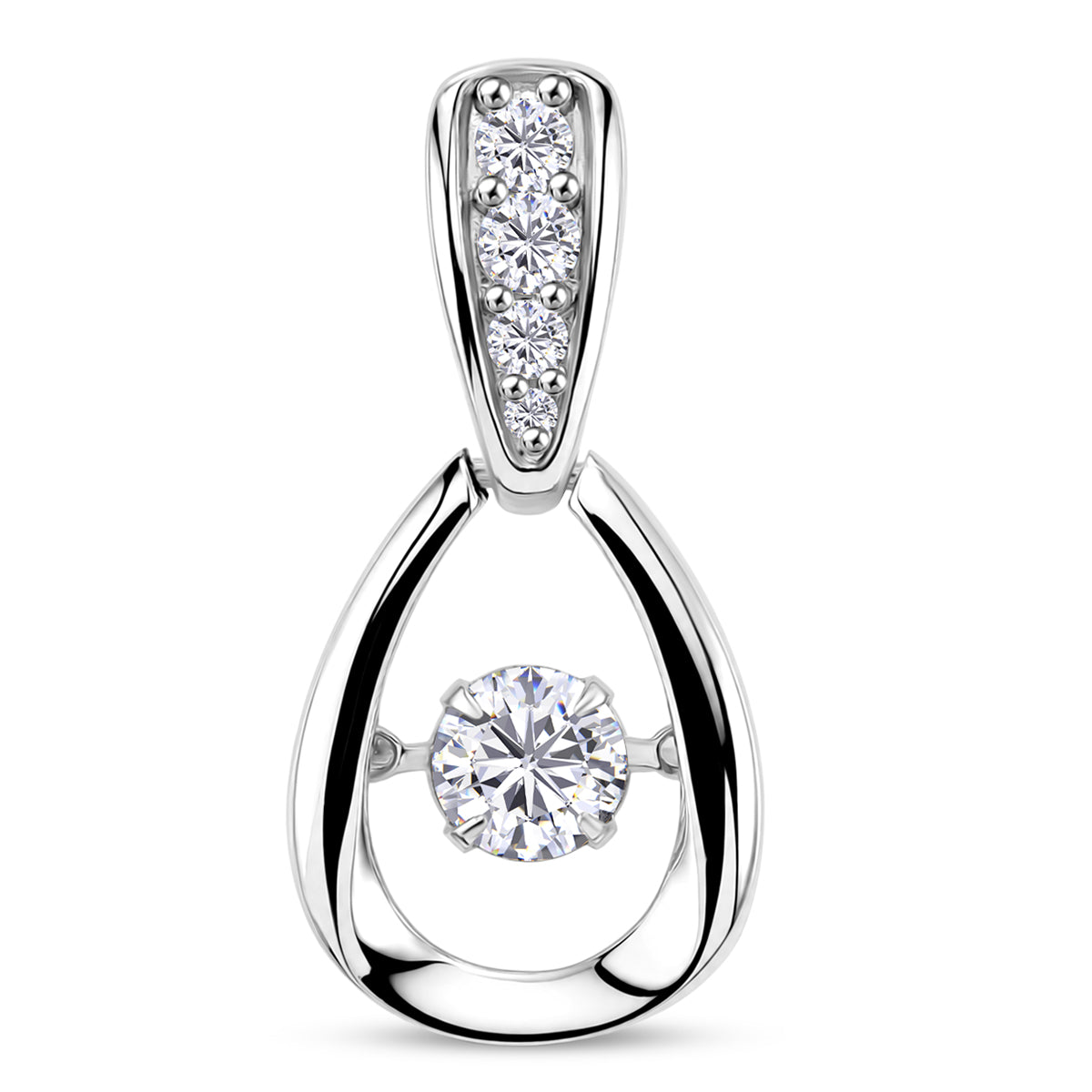 D'Joy 100 Facetten Moissanit Anhänger 925 Silber Platiniert ca. 0.62 ct