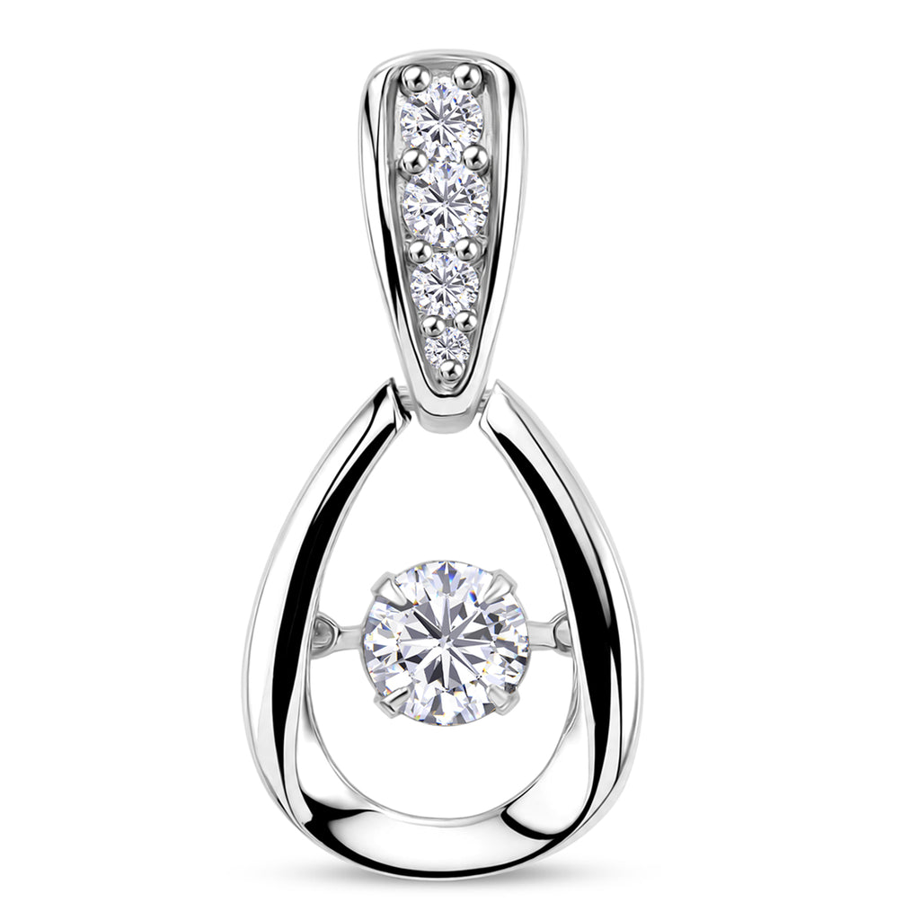 D'Joy 100 Facetten Moissanit Anhänger 925 Silber Platiniert ca. 0,62 ct.