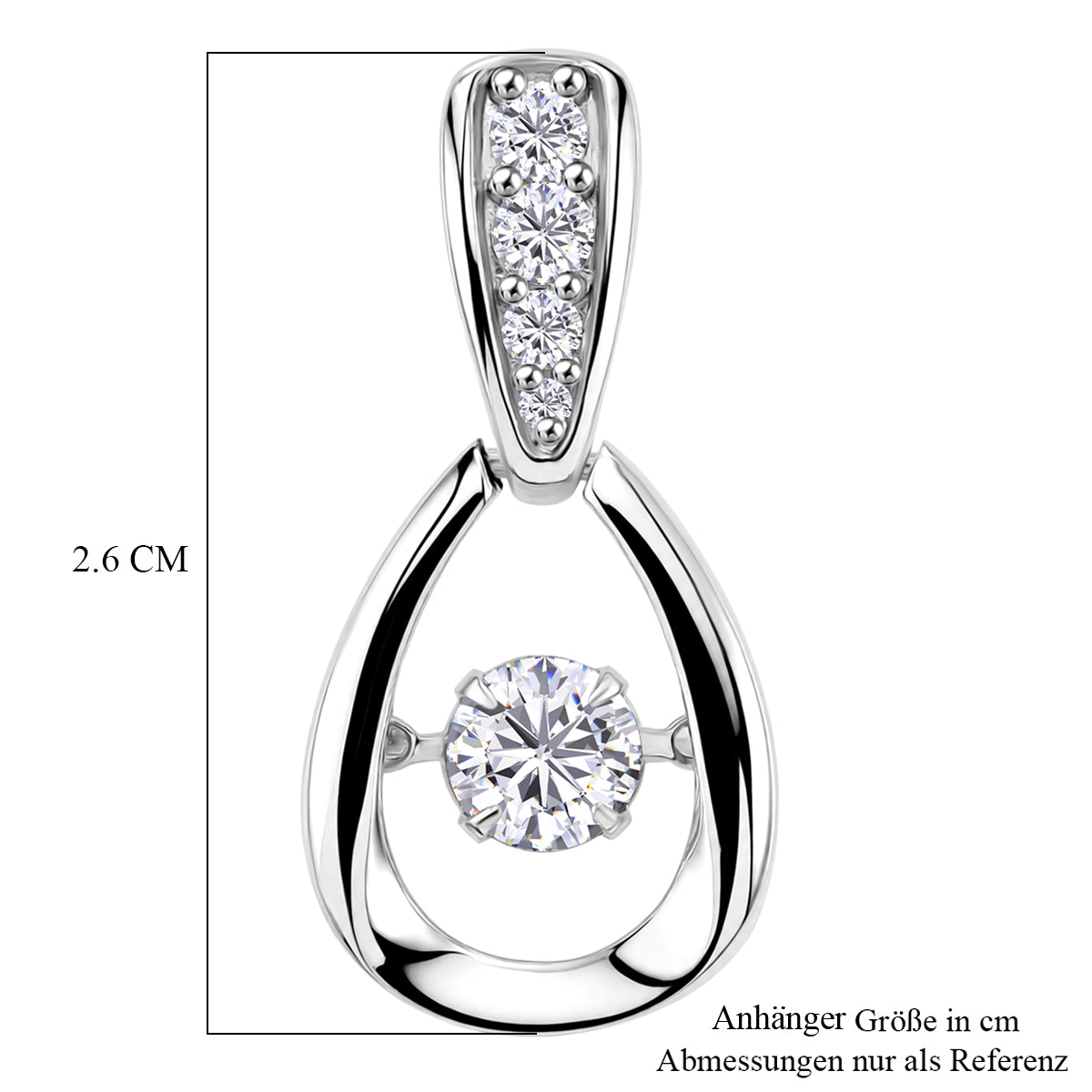 D'Joy 100 Facetten Moissanit Anhänger 925 Silber Platiniert ca. 0.62 ct