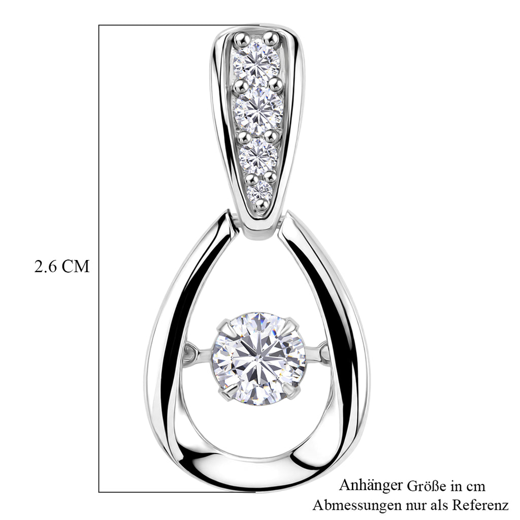 D'Joy 100 Facetten Moissanit Anhänger 925 Silber Platiniert ca. 0,62 ct.