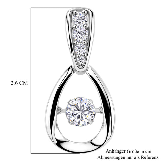 D'Joy 100 Facetten Moissanit Anhänger 925 Silber Platiniert ca. 0.62 ct