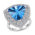 D'Joy AA Schweizer Blautopas, Moissanit Ring 925 Silber Rhodiniert (Größe 20.00) ca. 8,49 ct
