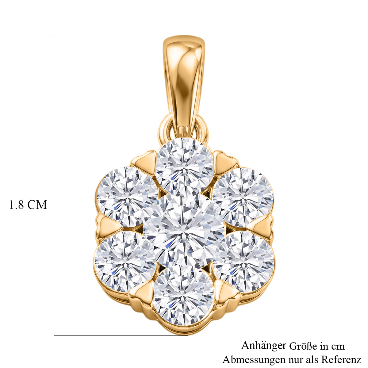 D'Joy Moissanit Anhänger 925 Silber 750 Vergoldet ca. 1.19 ct