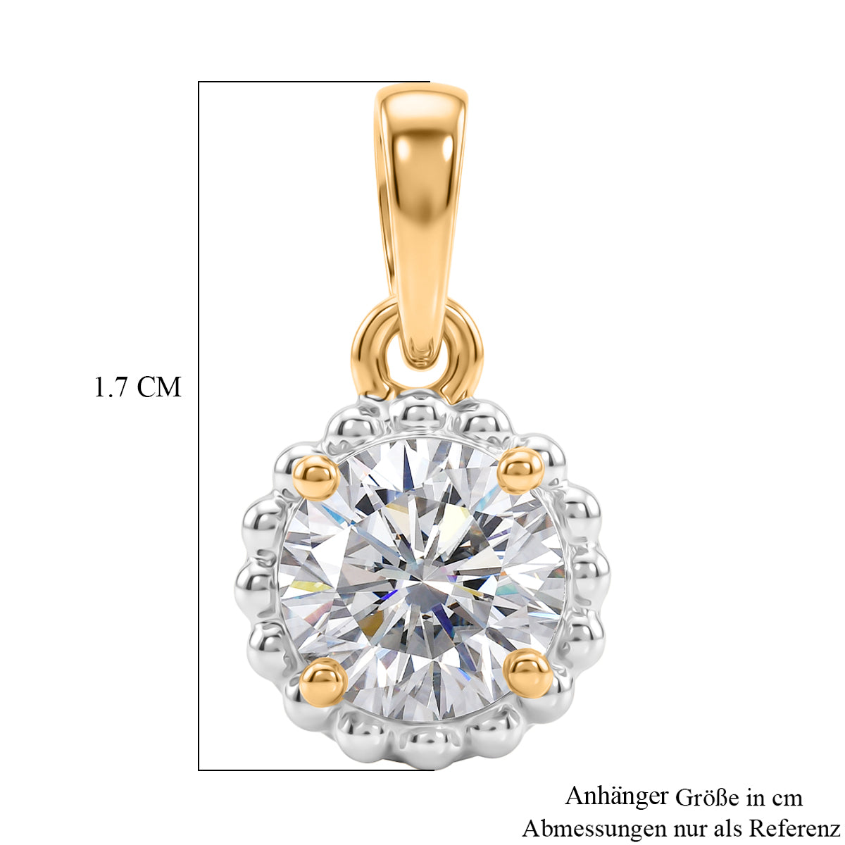 D'Joy Moissanit Anhänger 925 Silber 750 Vergoldet ca. 1,00 ct.