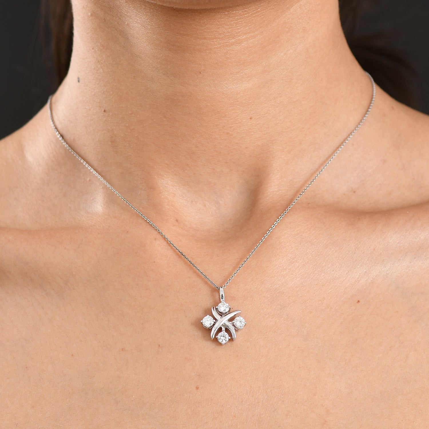 D'Joy Moissanit Anhänger 925 Silber Platiniert ca. 0.92 ct