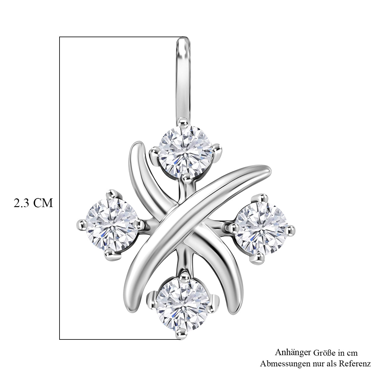 D'Joy Moissanit Anhänger 925 Silber Platiniert ca. 0.92 ct
