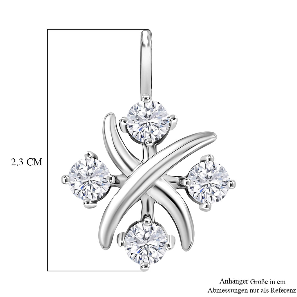 D'Joy Moissanit Anhänger 925 Silber Platiniert ca. 0.92 ct