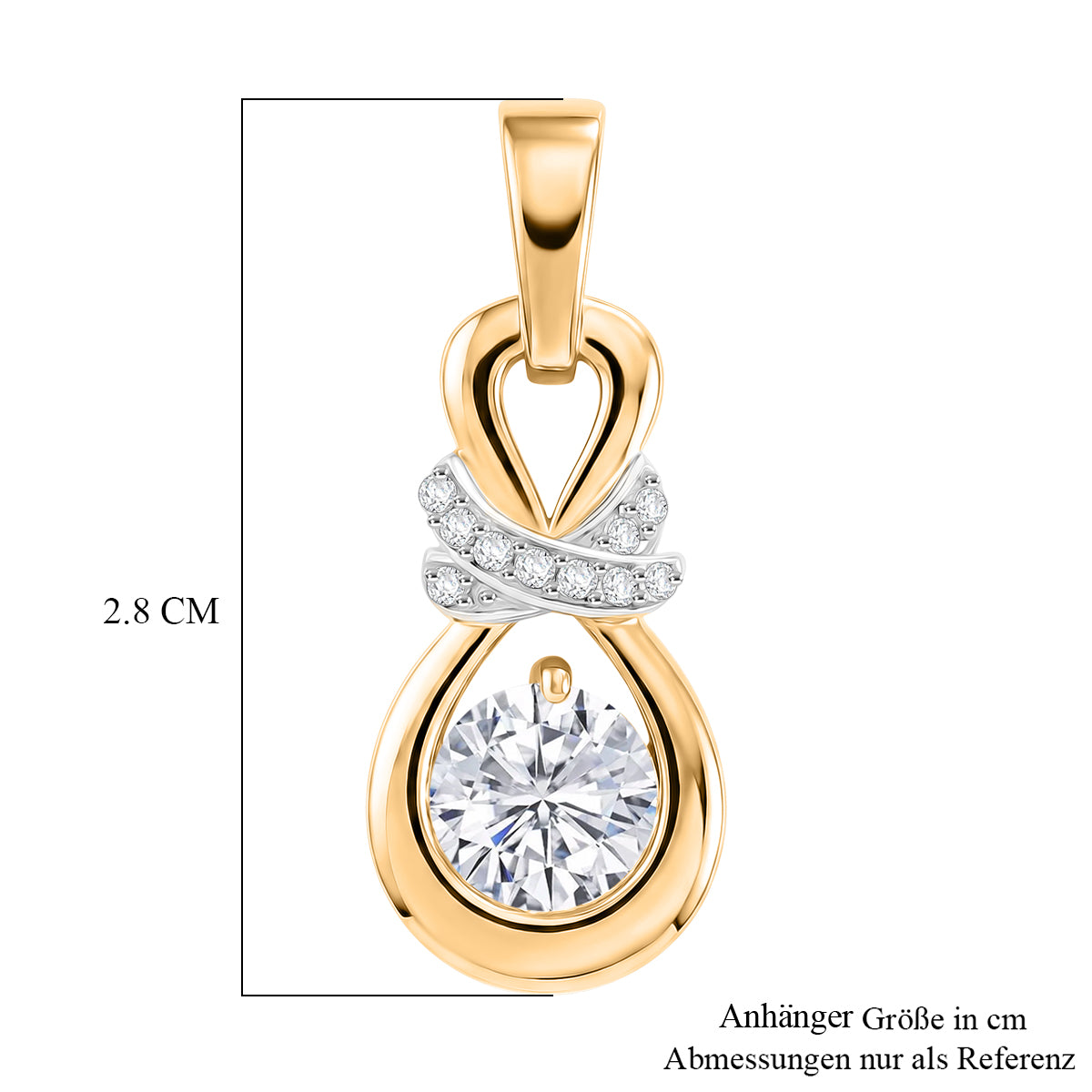 D'Joy Moissanit Anhänger 925 Silber 750 Vergoldet ca. 1.28 ct
