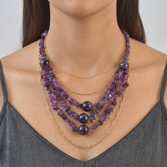 EVER TRUE Afrikanischer Amethyst Halskette ca. 45 cm Nickelfreies Messing Platiniert ca. 460.00 ct