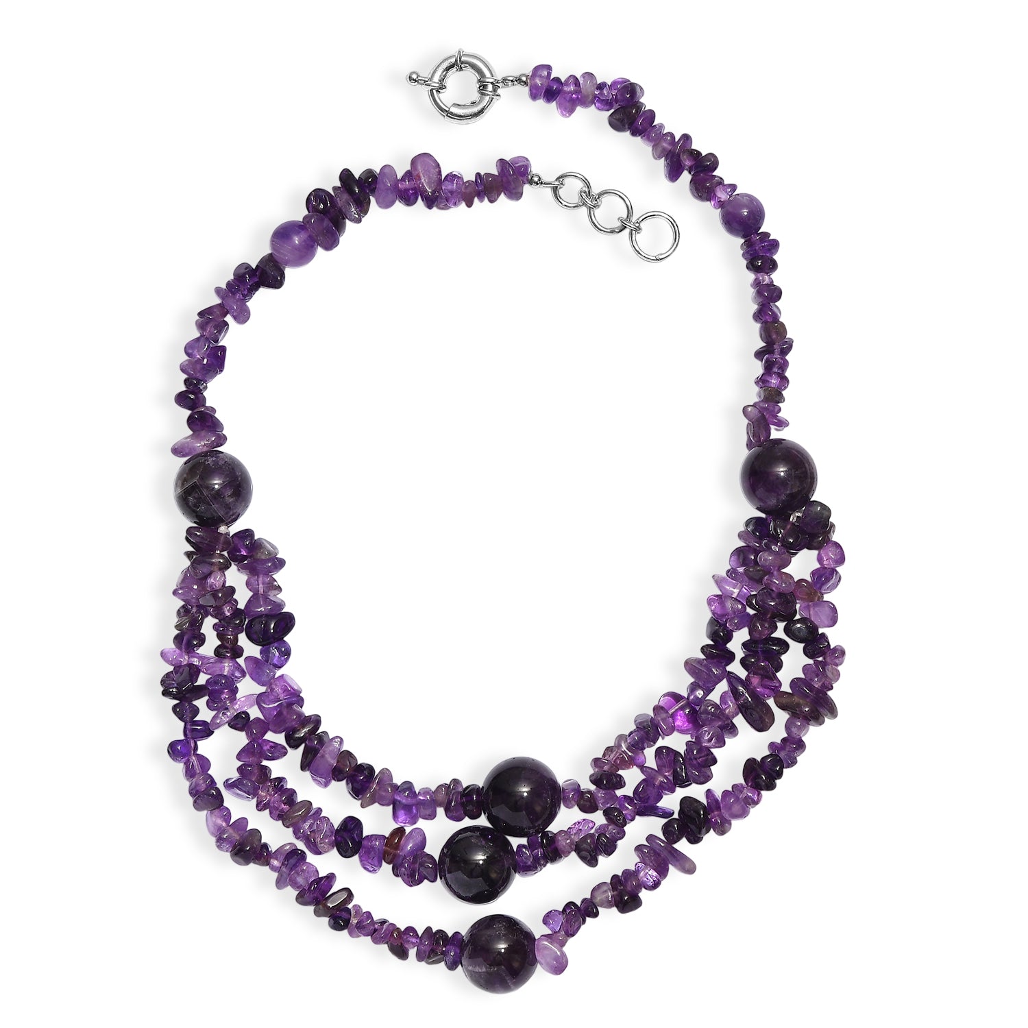 EVER TRUE Afrikanischer Amethyst Halskette ca. 45 cm Nickelfreies Messing Platiniert ca. 460.00 ct