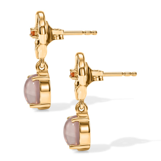 D'Joy Flamingo Mondstein, Feueropal Ohrringe 925 Silber Gold ca. 1,66 ct.