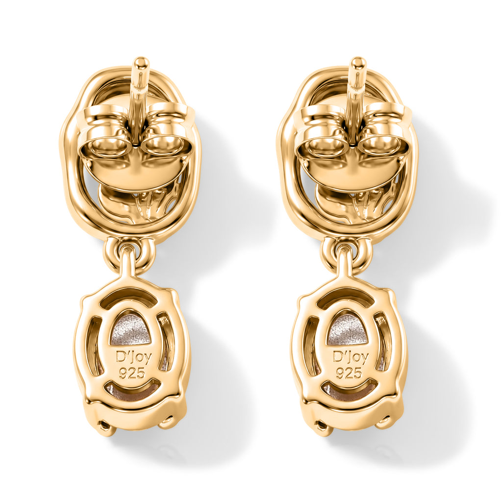D'Joy Flamingo Mondstein, Feueropal Ohrringe 925 Silber Gold ca. 1,66 ct.