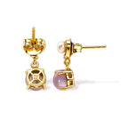D'Joy Flamingo Mondstein, Süßwasser Perle (3.5mm) Ohrringe 925 Silber Gold 2.47 ct