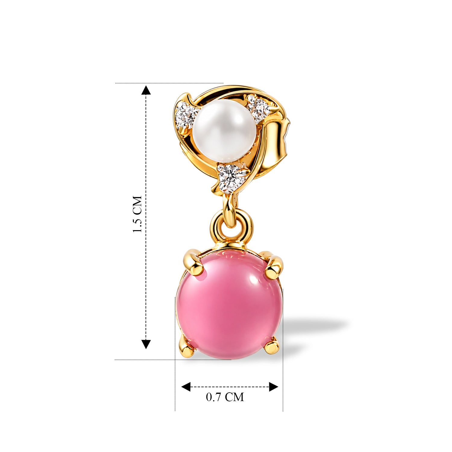 D'Joy Flamingo Mondstein, Süßwasser Perle (3.5mm) Ohrringe 925 Silber Gold 2.47 ct