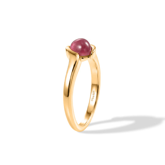 D'Joy Flamingo Mondstein Ring 925 Silber Gold (Größe 21.00) ca. 0,81 ct