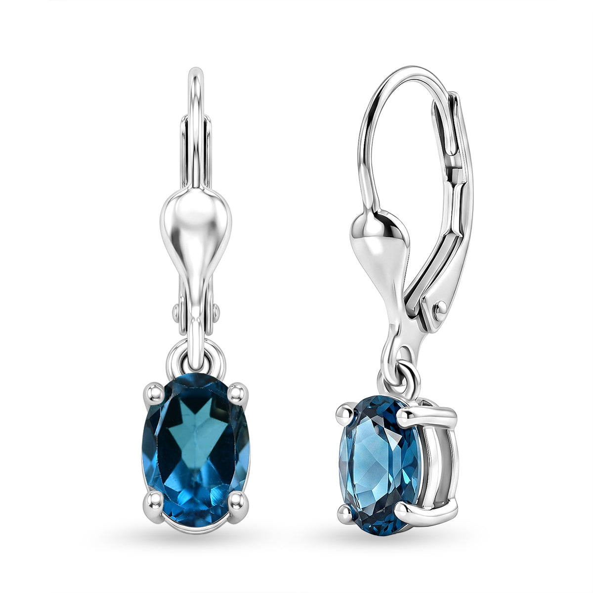 D'Joy London Blau Topas Ohrringe 925 Silber Rhodiniert ca. 1,96 ct.