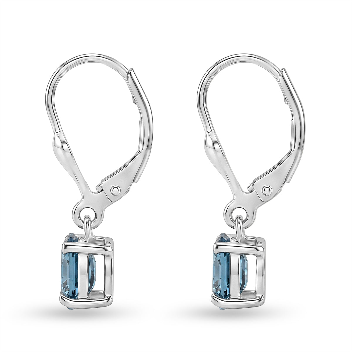 D'Joy London Blau Topas Ohrringe 925 Silber Rhodiniert ca. 1,96 ct.