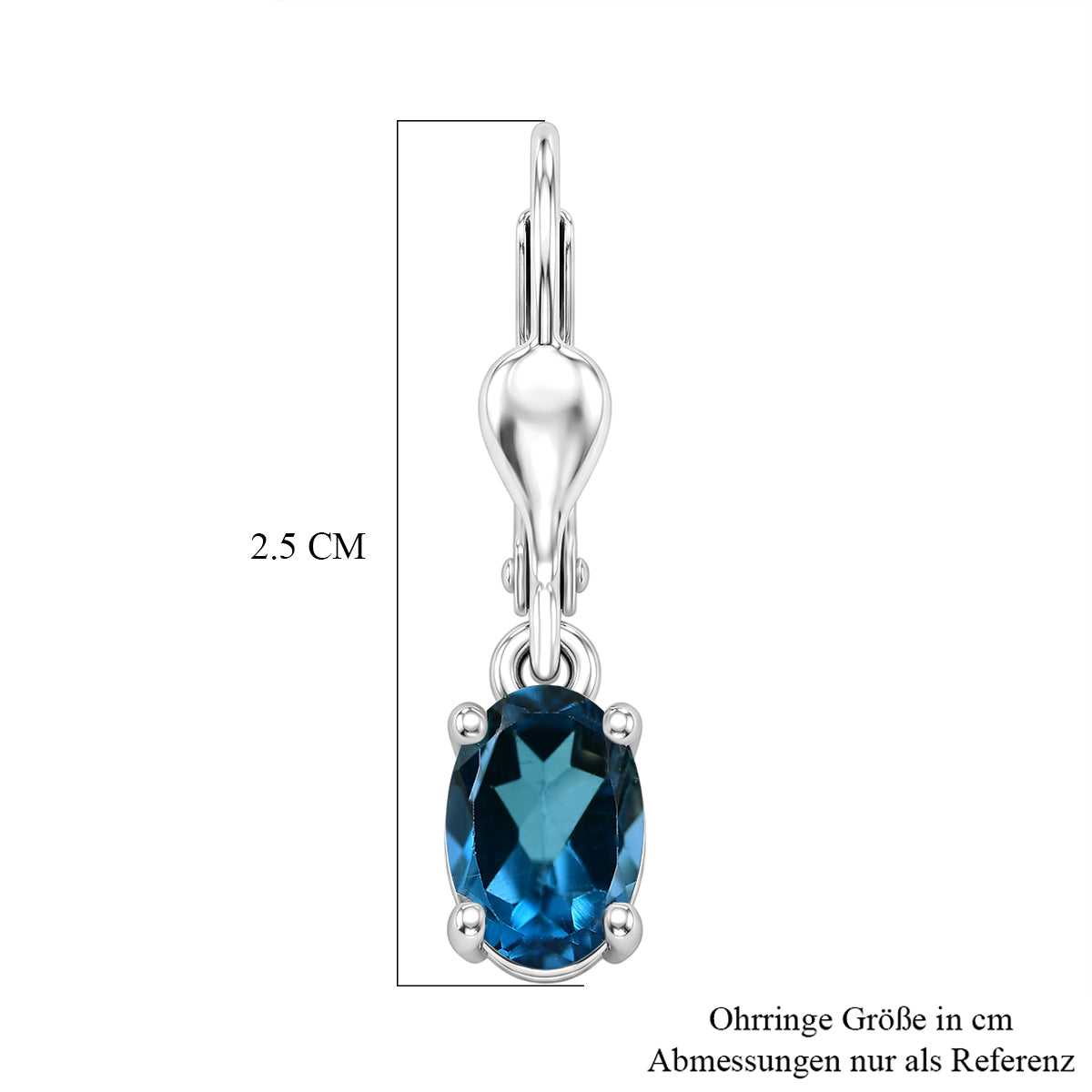 D'Joy London Blau Topas Ohrringe 925 Silber Rhodiniert ca. 1,96 ct.