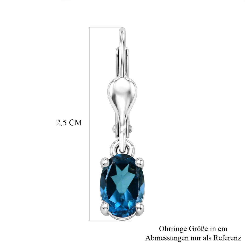 D'Joy London Blau Topas Ohrringe 925 Silber Rhodiniert ca. 1,96 ct.