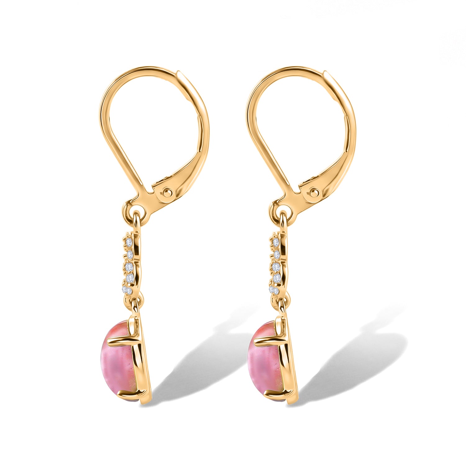EVER TRUE Flamingo Mondstein, Weißer Zirkon Ohrringe Reine Bronze ca. 3.13 ct
